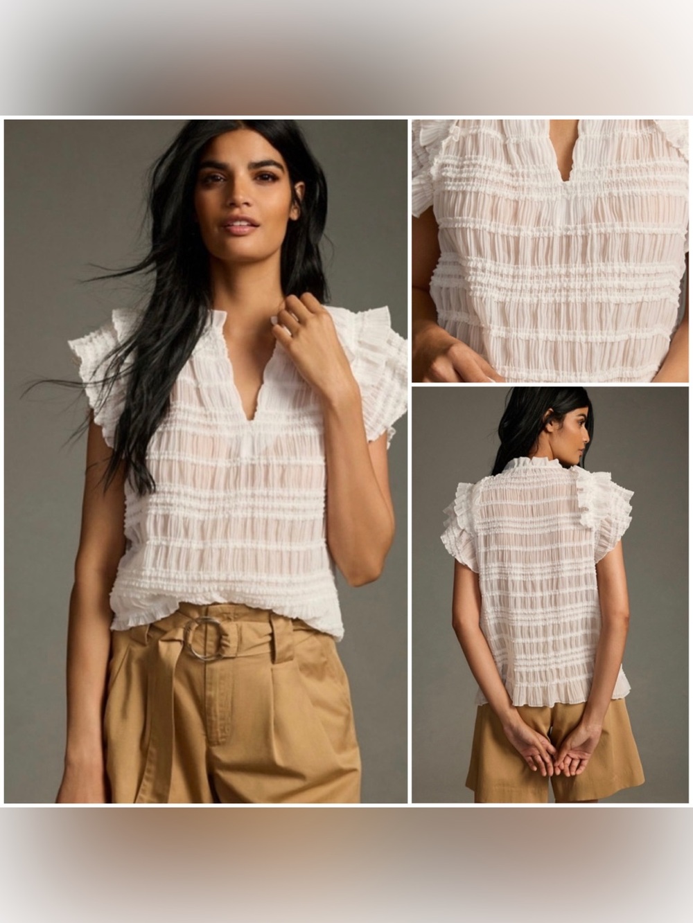 Anthropologie Sarah Hann Sheer Ruffled
Top